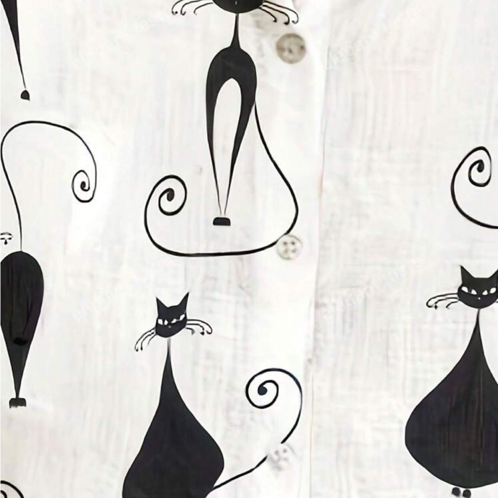 Classic Pop Art Cat Print Long Sleeve Tee T Shirt Top Blouse - Picture 5 of 6